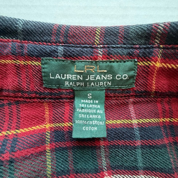 Ralph Lauren Woman’s S Red and Dark Green Plaid Flannel Shirt 100% Cotton - Picture 7 of 11
